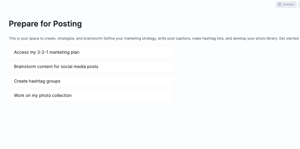 Prepare to Post app page