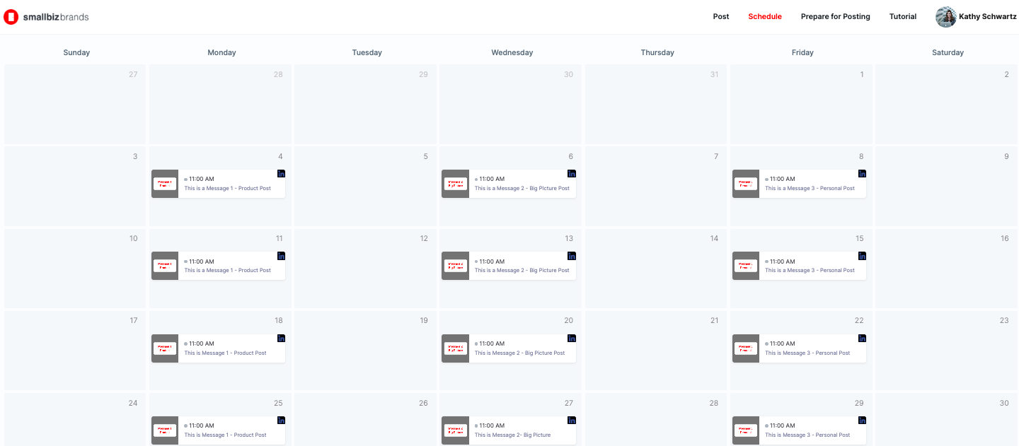 App scheduler with posts