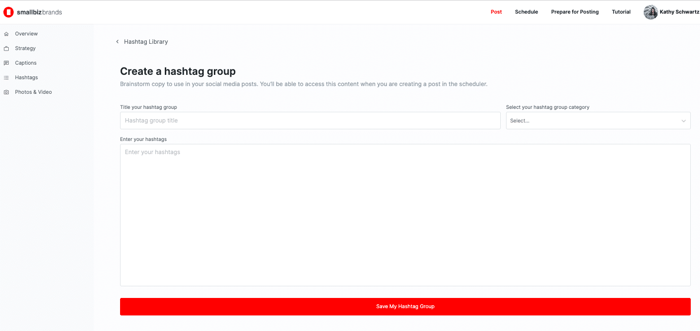 Add hashtag group page